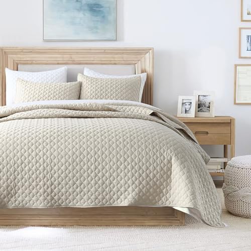 HORIMOTE HOME Quilt Set King Size Beige Bedspread, Modern Style