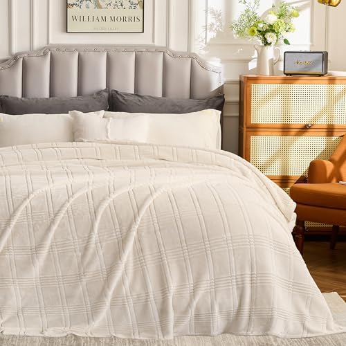 Oversized King Fleece Blanket 120x138 Inches, Seamless Soft Cozy 3D