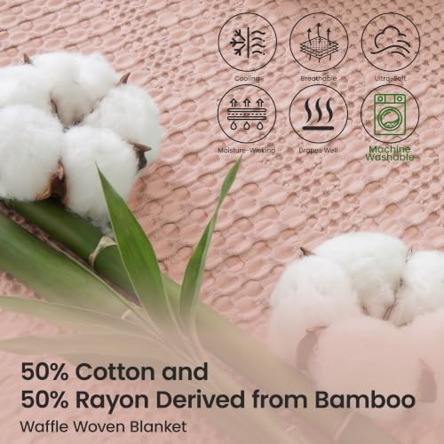 Cotton Blanket for King Size Bed, 108x90 Waffle Layering Blanket