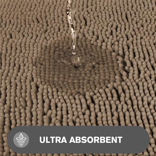 Taupe Bathroom Rugs Sets 2 Piece – Absorbent and Washable Bath Mat