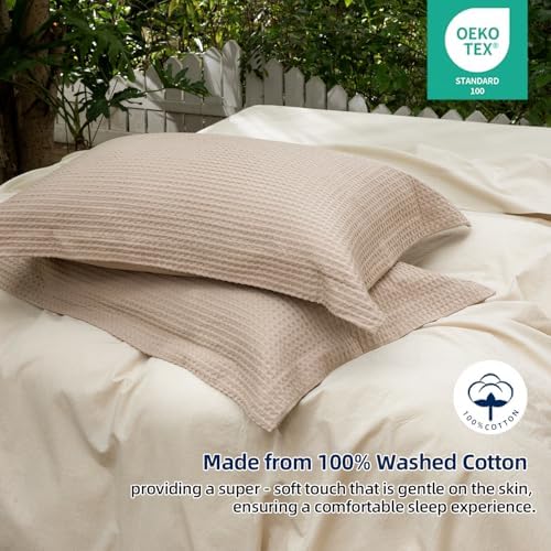 CHUFFED 100% Cotton Waffle Weave Pillowcases 2 Pack King Size, 20x36
