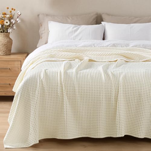 Exclusivo Mezcla 100% Cotton Blanket Queen Size for Bed, Ivory