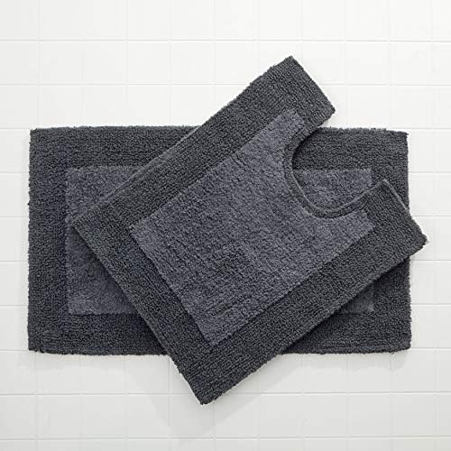 BrylaneHome BH Studio 2 Piece Bath Rug Set - Charcoal