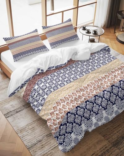 LooPoP Duvet Cover Set Queen Size Khaki Bohemian Comforter Sets