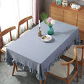 HAIRUO Cotton Linen Solid Color Tablecloth Farmhouse Dining Grey