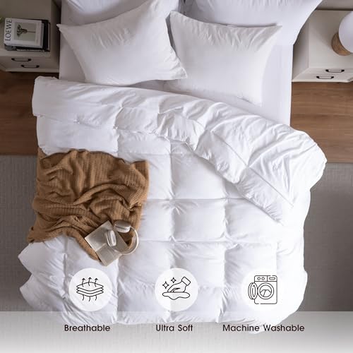 Soft Washed White Duvet Cover Set Queen Size, 2 Pillow Shams, No