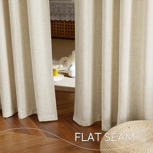 NICETOWN Beige Bedroom Curtains 96 inches Long, Rod Pocket & Back Tab