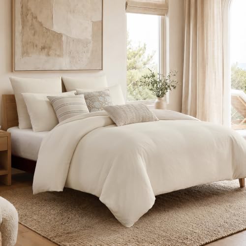 Levtex Home - Muslin Cream Duvet Set - Twin Duvet Cover (68x88in) and