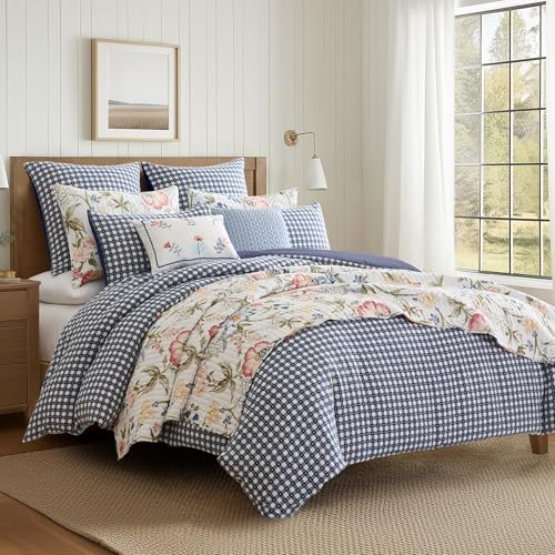 Levtex Home - Camden Gingham Stitch Navy Duvet Cover Set - Twin Duvet