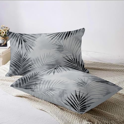 King Size Bedding Set Palm Leaf Texture Adults Soft Microfiber Fluffy