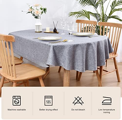 Wolkemer Faux Linen Large Oval Tablecloth 60 x 120 Inch Grey Table