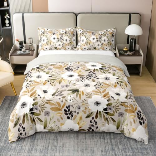 Feelyou Kids Boho Daisy Flower Duvet Cover 100% Cotton Queen Size