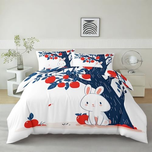 California King Duvet Cover Set Cartoon Illustrations Fruit Trees
