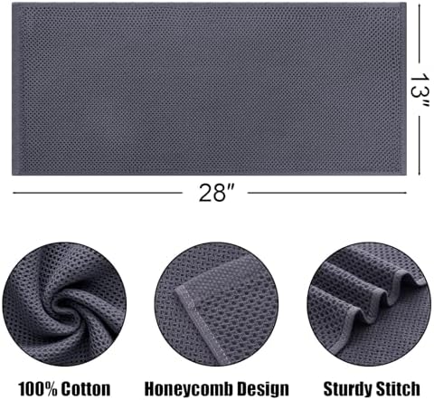 Kitinjoy 100% Cotton Waffle 4-Pack Kitchen Towels, 13" x 28", Dark