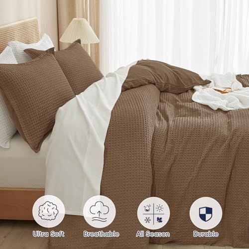 PHF Waffle Duvet Cover California King, Soft & Breathable, 104"x98"