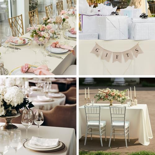 Fixwal 2 Pack 60 x 102 Inch Tablecloths Rectangle Ivory Table Cover