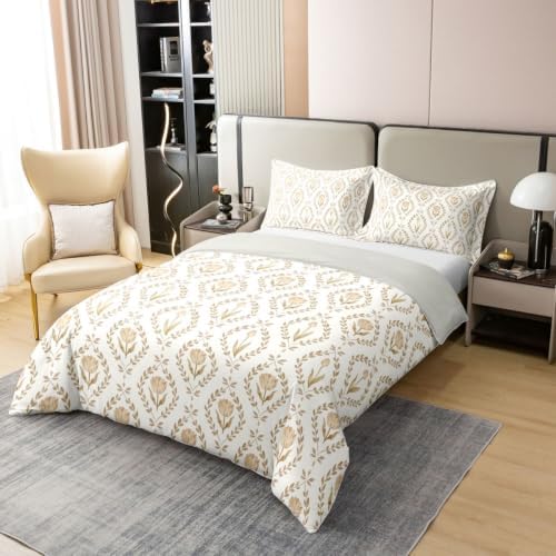 Feelyou Floral Duvet Cover 100% Cotton Queen Size