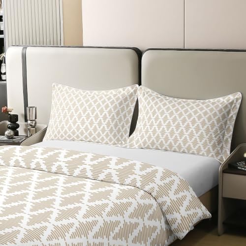 Erosebridal Diamond Striped Bedding Set Queen Khaki Gemeteric 100%