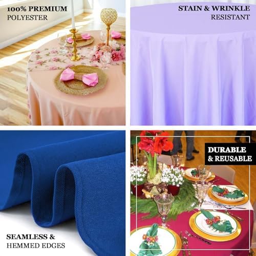 Efavormart 90" Seamless Premium Beige Linens Polyester Round