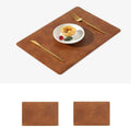 Leather Washable Placemats, Brown Thick Faux Leather Heat Resistant