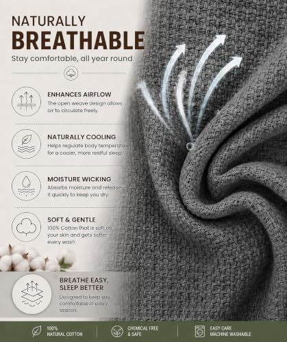 HILLFAIR 100% Combed Cotton Blanket– California King Size Bed Blanket