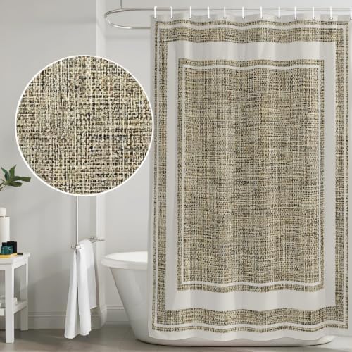 Beige Rustic Shower Curtain, Stall Bathroom Curtains for Bathtub