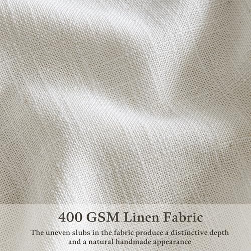 120 Inch Length Semi Sheer Thick Linen Pleat Curtains Ivory Beige