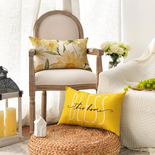 AVOIN colorlife Home Sweet Home Spring Summer Flowers Yellow Throw