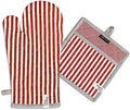 AMOUR INFINI Striped Pot Holders and Oven Mitts Heat Resistant Non