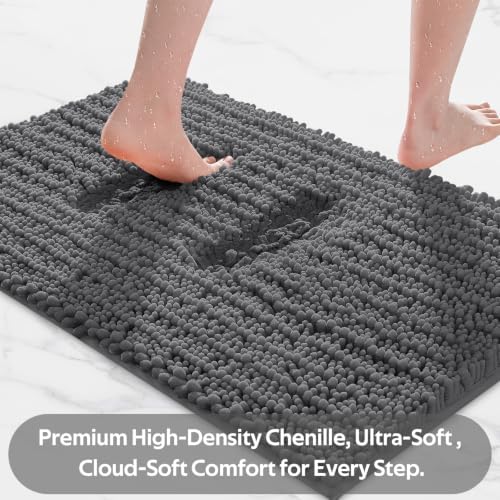 ACCUMTEK Upgrade Extra Large Grey Bathroom Rug Set 3 Pieces Gray Ultra