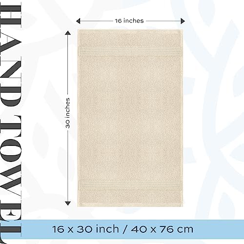 White Classic 6 Luxury Ivory Hand Towels 16 x 30 and 2 Luxury Ivory