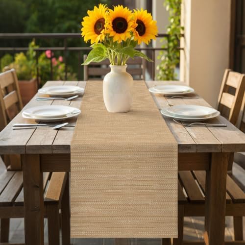 Sand Brown Table Runner, Country Vintage Minimalist Solid Color