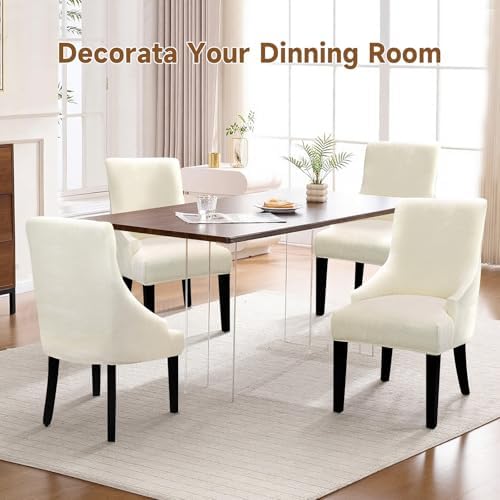 Velvet Wingback Dining Chair Cover Soft Stretch Accent Chair Cover