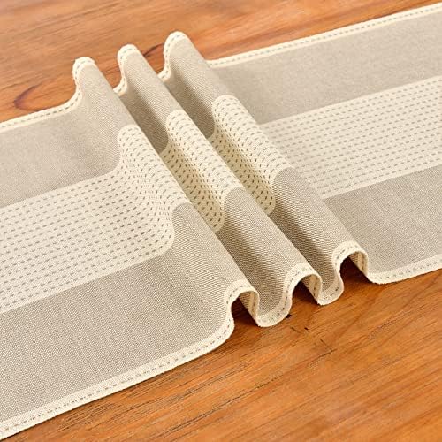 Wracra Linen Table Runner, Stripe Table Runners 72 Inches Long Light