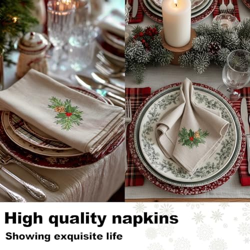 Newwiee Christmas Linen Napkin Set of 4 100% Linen Cloth 20 Inch