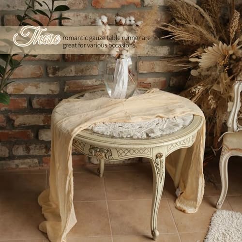 12 Pack Beige Cheesecloth Table Runner 10Ft, Gauze Table Runners 21.5