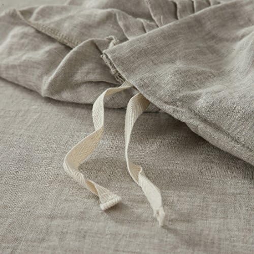 100% Linen Duvet Cover Set, 3Pcs Farmhouse Ruffled Bedding Cover Set