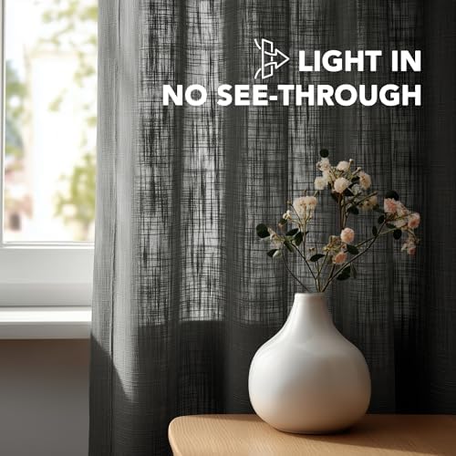 Deconovo Light Filtering Sheer Curtains 96 Inches Long for Living Room