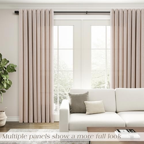 Nanspring Linen Curtains 84 Inches Long for Living Room Grommet