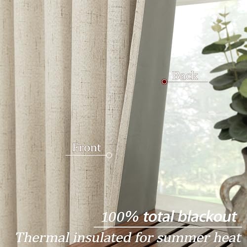 KOUFALL Extra Long 120 Inch Linen Blackout Curtains 10 FT Foot 10FT