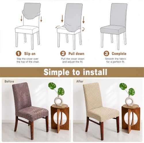 Chair Covers for Dining Room Stretch Jacquard Slipcovers for Kitchen