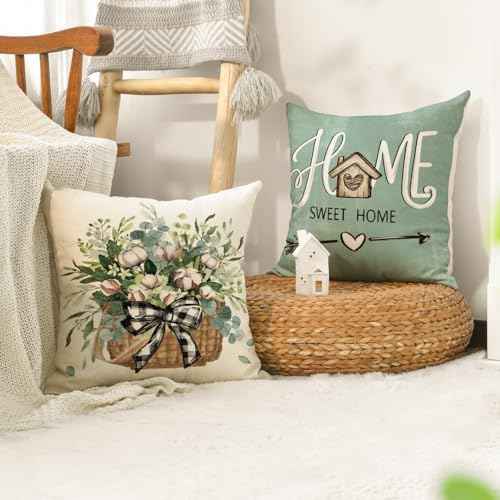 AVOIN colorlife Eucalyptus Pillow Covers, 20 x 20 Inch, Set of 4