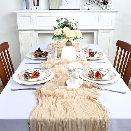 12 Pack 23 x 120 Inch Beige Table Runner 10Ft Cheesecloth