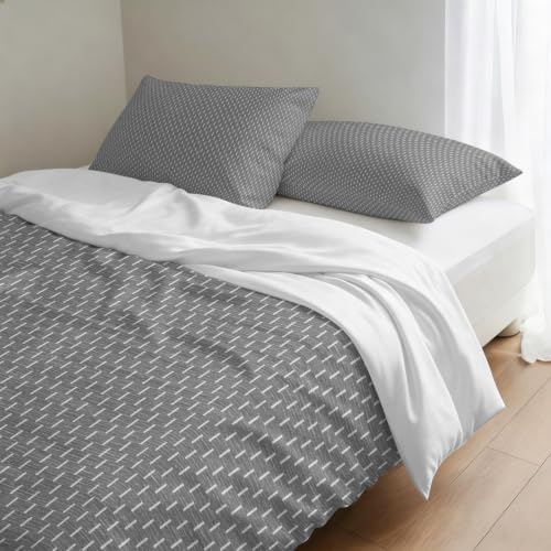 DecorLovee Grey Abstract Art Duvet Cover Set 3 Pieces with Zipper