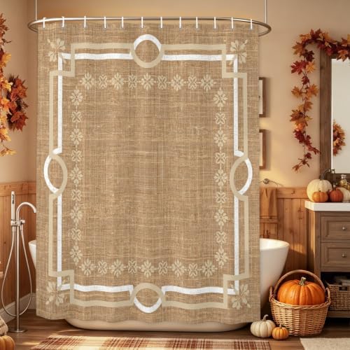 Taupe Gray Botanical Waterproof Shower Curtains Set - Vintage Florals