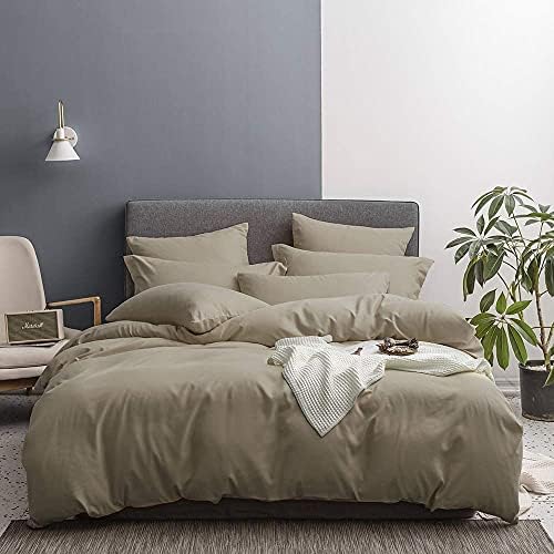 Bedding Duvet Cover Set Khaki Ultra Soft Cotton Hotel Collection Duvet