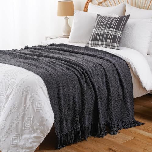 BATTILO HOME Dark Grey Throw Blanket for Couch, 50"x60"