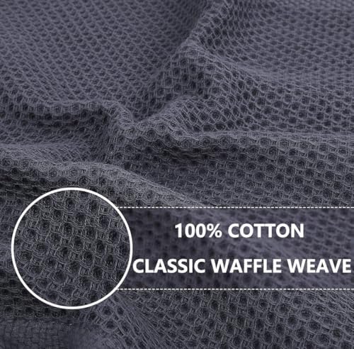 Textured Cotton Kitchen Towels – 12-Pack (12x12 in, Charcoal Gray)