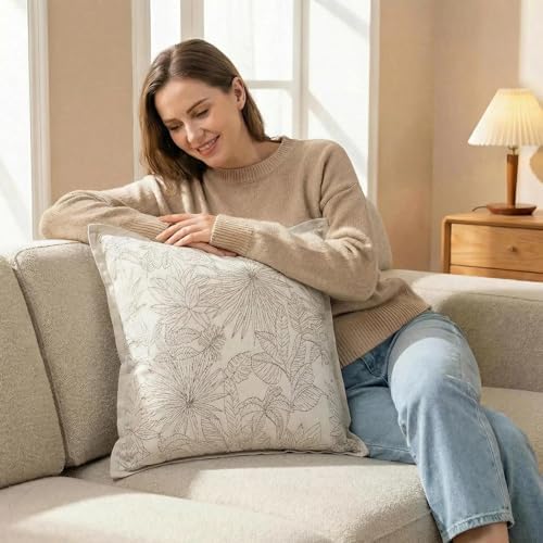 Floral Throw Pillow Covers 20x20 Set of 2, Fall Decorative Pillow