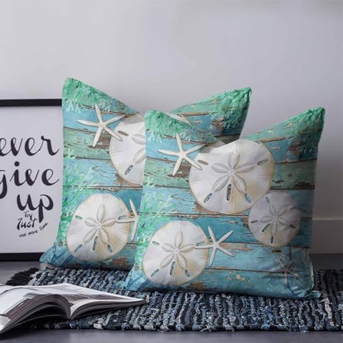 Pillow Covers 20x20 Set of 2, Coastal Sand Dollar Square Throw Pillow